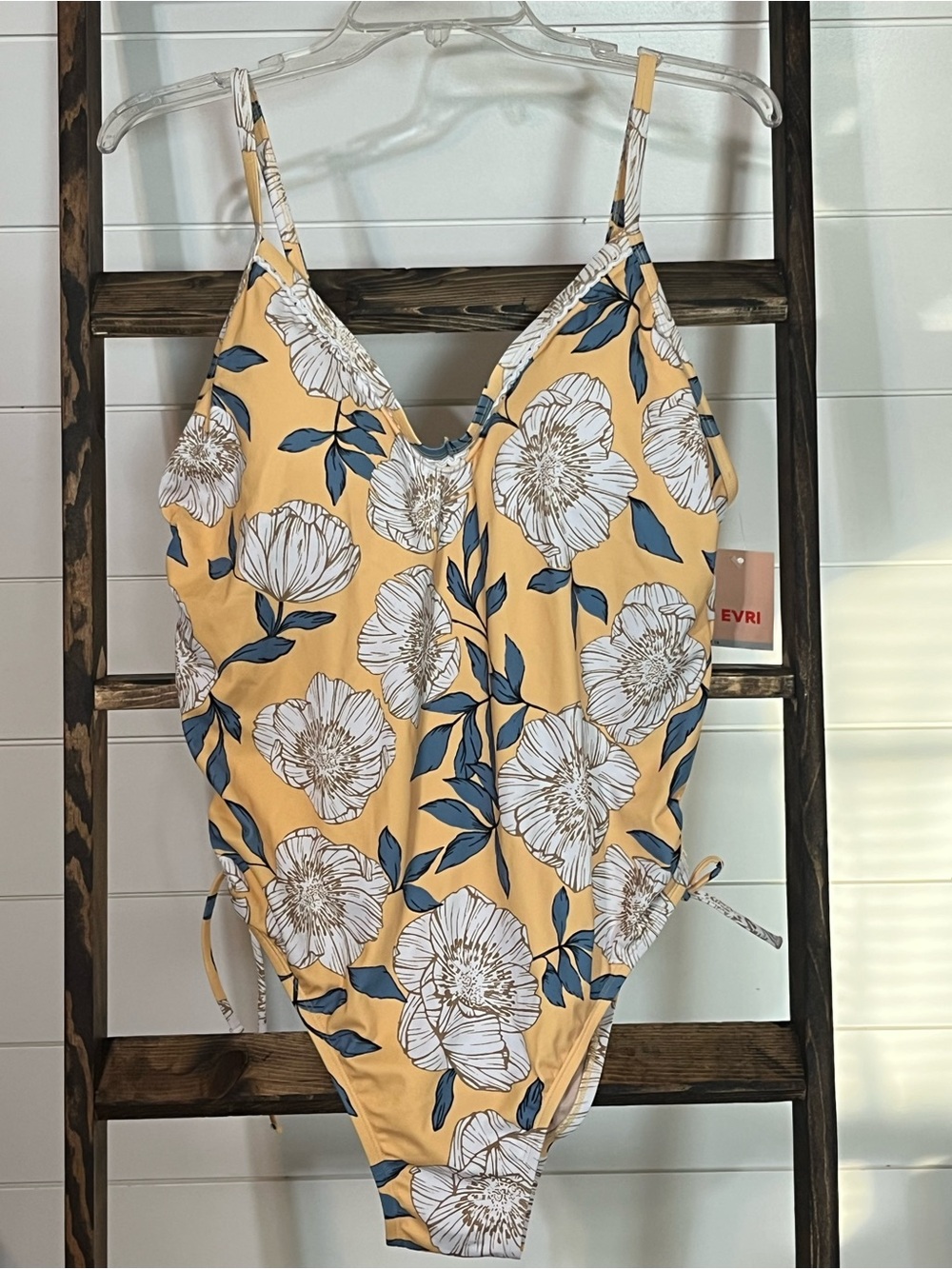 Kohl's Yellow Floral V-Neck One-Piece Swimsuit
